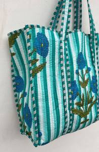 Bolso Tote Acolchado de Algodón con Estampado Étnico, Patrón Auténtico, para Viajes, Compras, Bolso de Hombro - Product Image 4