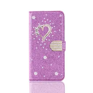 Luxe Glitter Diamond Hart Lederen Portemonnee Mobiele Telefoon Case Voor Iphone 11 11Pro 11Pro Max Mobiele Case Covers Voor Iphone