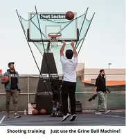 Machine de tir au basket-ball automatique portable, pliable, avec filet de récupération de ballons, réglable, en acier et aluminium, pour entraînement intérieur et extérieur