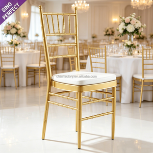 Chaise de mariage OEM en gros, style Chiavari Napoléon Phoenix à dossier croisé, en cuir doré et métal chromé, pour événements, banquets et fêtes - Product Image 4