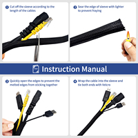 Funda trenzada autoenrollable para cables, protector de cables, aislante de cables negro, E-Cactus D16mm, 1 metro