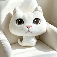 Coussin décoratif pour canapé, design chat imprimé en 3D, rembourré en coton PP, oreiller en peluche chat