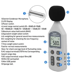 HY1361 Digitaler 30-130dB Schallpegel messer mit EMK-Geräusch pegel tester für elektro magnetische Felder