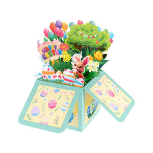 Vente en gros Nouvelle boîte rectangulaire de Pâques Décoration de table Création artisanale Sculpture sur papier Cadeau Arc-en-ciel Mot 3D Pop-up Découpe à l'emporte-pièce - Product Image 5
