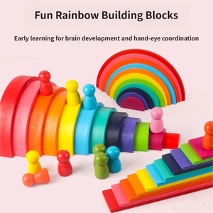 Bestseller: Ponte Arcobaleno in Legno 4 in 1, Blocchi Colorati Impilabili per l'Allenamento Cognitivo nella Scuola Materna - Product Image 4