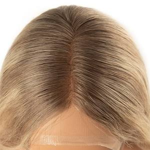 Platinum Blonde longue ligne droite pleine perruque de dentelle avec partie centrale pour les femmes - Product Image 4