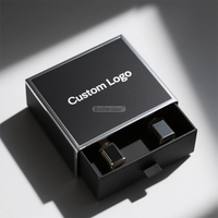 Ensemble d'huiles essentielles de luxe réutilisables, conception personnalisée, paquets de boîtes de parfum noires, boîte à tiroirs faite à la main avec insert en mousse