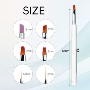 High-end Customized 6pcs <b>Set</b> Multi-function Nylon Cuticle Cuticle Pusher Nail Retractable Acrylic Nail Brush Nail Brush - Product Image 4