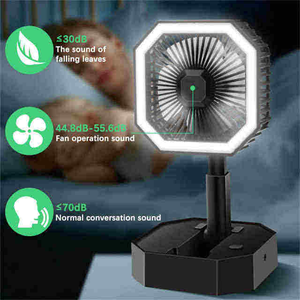 Ventilador Portátil com Luz Noturna, Recarregável via USB, Baixo Ruído, Ventilador de Mesa para Uso Pessoal, Ventilador Silencioso com 2 Velocidades - Product Image 4