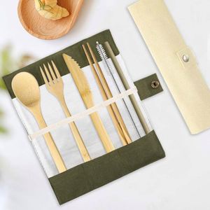 Juego de Cubiertos de Viaje Ecológicos Reutilizables de Bambú Pulido con Acabado Espejo y Mangos de Acero Inoxidable para Niños y Adultos, Ideal para Camping - Product Image 4
