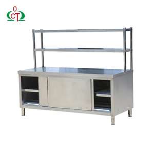 Table en acier inoxydable avec <span class=keywords><strong>étagère</strong></span> Armoire de cuisine commerciale à portes coulissantes Armoire de table de travail en acier inoxydable avec <span class=keywords><strong>étagère</strong></span> - Product Image 1