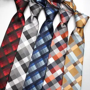 Sıcak satış moda aksesuarları erkekler ekose bağları iş rahat polyester kravatlar ile yüksek kalite