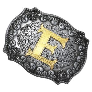 Hebilla de cinturón personalizada de Metal para hombre, A-Z Vintage con letras doradas, iniciales florales, estilo Hip Hop, vaquero, cintura, indio - Product Image 6