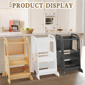 Sgabello da Cucina per Bambini con Lavagna, Supporto in <span class=keywords><strong>Legno</strong></span> Antiscivolo, Design Contemporaneo Multifunzione - Product Image 6