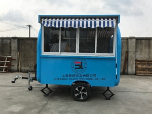 Standard Size Blue Fiberglass Camper Caravan/ Ce <strong>Proved</strong> Mobile Trailer for Ice Cream Hamburger Machines/ Customized BBQ Truck - Product Image 6