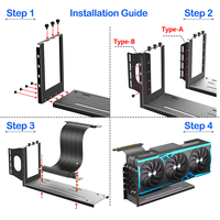 Braket Dudukan GPU 3-Slot Vertikal dari Aluminium Alloy dengan Kabel Riser PCIe 4.0, Docking Station GPU Eksternal untuk Desktop