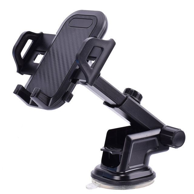 Long Arm Car Windshield/Dashboard/Desktop Use Mobile Phone Holder 360 Rotating Flexible Lazy Stand Black for One Hand for