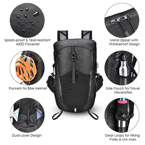 Sac à dos pliable étanche avec fermeture à glissière sac d'hydratation de jour pour les sports de plein air compressible et fait de doublure en polyester - Product Image 4