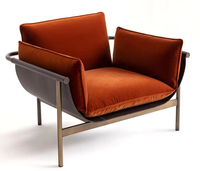 Fauteuil individuel de designer en PU, style italien minimaliste, luxe léger et moderne, pour hôtels, villas et salons