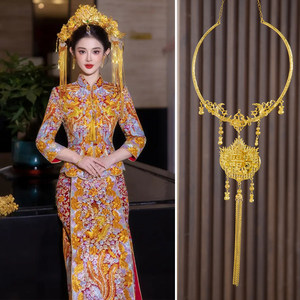 S0863Y 2026 Nuovo Abito da Sposa Cinese Tradizionale con Drago e Fenice Dorati, Vestito Xiuhe <span class=keywords><strong>per</strong></span> Banchetti - Product Image 4