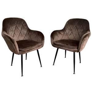 <span class=keywords><strong>Fauteuil</strong></span> de salle à manger <span class=keywords><strong>scandinave</strong></span> de luxe en <span class=keywords><strong>velours</strong></span> capitonné avec siège rembourré et base en métal – Meuble d'appoint très prisé pour la maison - Product Image 1
