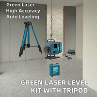 Kit de niveau laser industriel vert avec trépied, deux batteries et boîte à outils pour la mise en plan de bâtiments et la rénovation de haute précision