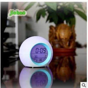 Round Digital Desk Clock Color Changing Night Light Perpetual Calendar Alarm Clock <b>Bedside</b> <b>Table</b> Clock for Kids Room - Product Image 4