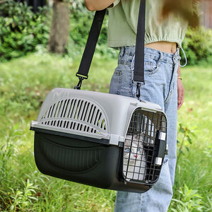 Tas Pengangkut Hewan Peliharaan Kucing & Anjing, Kandang Hewan Kecil Bernapas dengan Rangka Besi, Penutup Kancing, Baki Plastik, Portabel untuk Luar Ruangan - Product Image 5