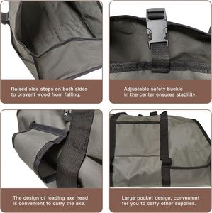 BSCI Carrier <b>Log</b> for Oxford Firewood Sturdy Wood Large Camping Tote <b>Bag</b> with Firewood <b>Logs</b> for Indoor Use - Product Image 4
