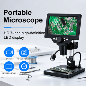 SANQTID 12MP Digital Microscope 1-1200X Electronic Video Camera Soldering Phone PCB Repair Tools LED Light 7INCH LCD Magnifier