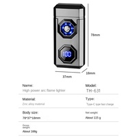 TH631 Briquet en métal à double arc au design moderne avec charge de type C pour les cadeaux d'affaires en gros