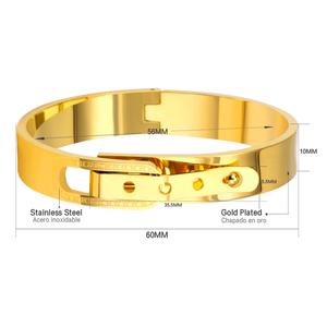 Shiny Polished 18K Gold Plated Color <b>Stainless</b> <b>Steel</b> Unfading Jewelry for <b>Men</b> Women Wristband Bangle <b>Bracelets</b> for Punk Gift - Product Image 2