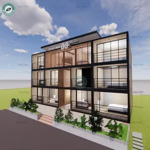 3 Storey Prefab Container Hotel Family-run 12 Rooms with Bath Five-star Hotel Container Apartment in Maldives
