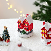 Décorations de bureau d'ambiance de Noël faites à la main Miniature résine décor de maison de Noël Cottage de Village enneigé