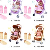 Sécurité en plastique mignon biberon pipi enfants rose poussette jouet bébé qui parle poupées avec poussette et bouteille