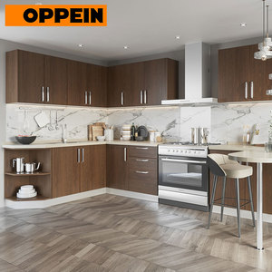 OPPEIN-mobiliario Interior <span class=keywords><strong>en</strong></span> forma de U, diseño de cocina 3d, armarios de grano de madera - Product Image 2