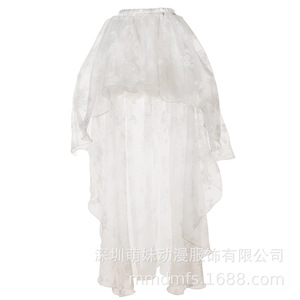 Black Asymmetrical <b>Lace</b> Embroidered Midi Skirt <b>Elastic</b> Waist Chiffon Women's Skirt - Product Image 3