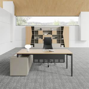 आधुनिक लक्जरी कार्यकारी Mfc l-आकार की डेस्क नई प्रबंधक छत लकड़ी के कार्यालय फर्नीचर टेबल - Product Image 1