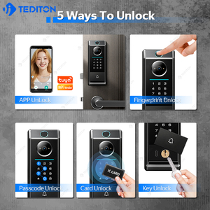 Tediton Wifi Smart Home Gezichtsherkenning Elektronisch Sleutelloos Toetsenbord Nachtschoot Deurslot Tuya Vingerafdruk Slot - Product Image 3
