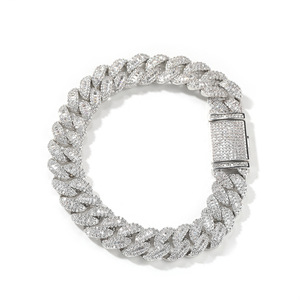 Bracciale e Collana da Uomo alla Moda, a Forma di Luna, con Zirconi Cubici Baguette CZ Iced Out, Tricolore, Stile Miami Cuban, Gioielli Regalo - Product Image 5