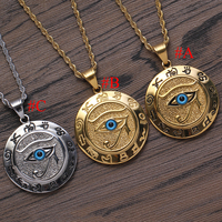 Collier pendentif œil en acier inoxydable plaqué or 18 carats SN117 Iced Out avec chaîne corde, cadeau hip-hop pour fête, unisexe