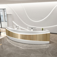 Comptoir de réception incurvé en métal demi-rond en acier inoxydable pour bureau, 3 places, design courbé, idéal pour salon de beauté - Vente en gros