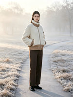 LOVEXUAN Veste d'hiver réversible en polaire Sherpa pour femme, blouson bomber court rembourré de duvet d'oie de qualité supérieure