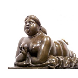 Vida elegante tamaño desnudo que bronce gordo dama escultura estatua en venta - Product Image 2