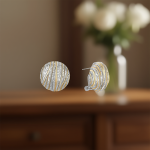 E4181 Orecchini a Sfera Bicolore Placcati in Oro, Gioielli di Moda per Donne in Lega di Zinco - Product Image 2