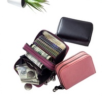 Dompet Kartu Wanita Multi-kartu dengan Ritsleting Ganda Desain Baru untuk Perdagangan Luar Negeri, Anti-RFID, Dompet Koin Universal Unisex, Tempat Kartu Bisnis