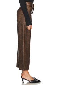 <span class=keywords><strong>Pantaloni</strong></span> Cargo <span class=keywords><strong>in</strong></span> <span class=keywords><strong>Pelle</strong></span> Marrone Personalizzati per Donne, Vita Alta, Gamba Larga, Chiusura Elastica, Casual, Antirughe, con Bottoni, Taglia XL - per l'Autunno - Product Image 4