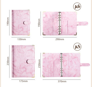 A5 best-seller couverture de planificateur avec logo personnalisé reliure à anneaux en cuir PU pour couverture de dossier A6 style marbre économie de budget - Product Image 6