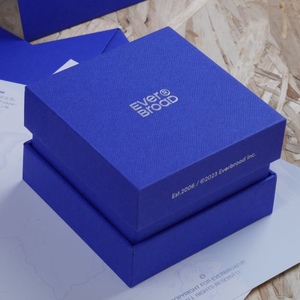 Everbroad Recyclable Art Paper <b>Square</b> Rigid Box with Custom Logo Blue Hot Stamping for High-End Jewelry Watch Eyewear Packaging - Product Image 4