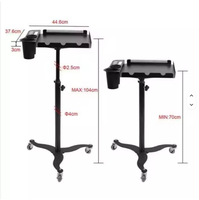 Plateau de rangement intelligent pour coiffure, pliable et mobile, en acier inoxydable noir, chariot pour extensions capillaires de salon de beauté